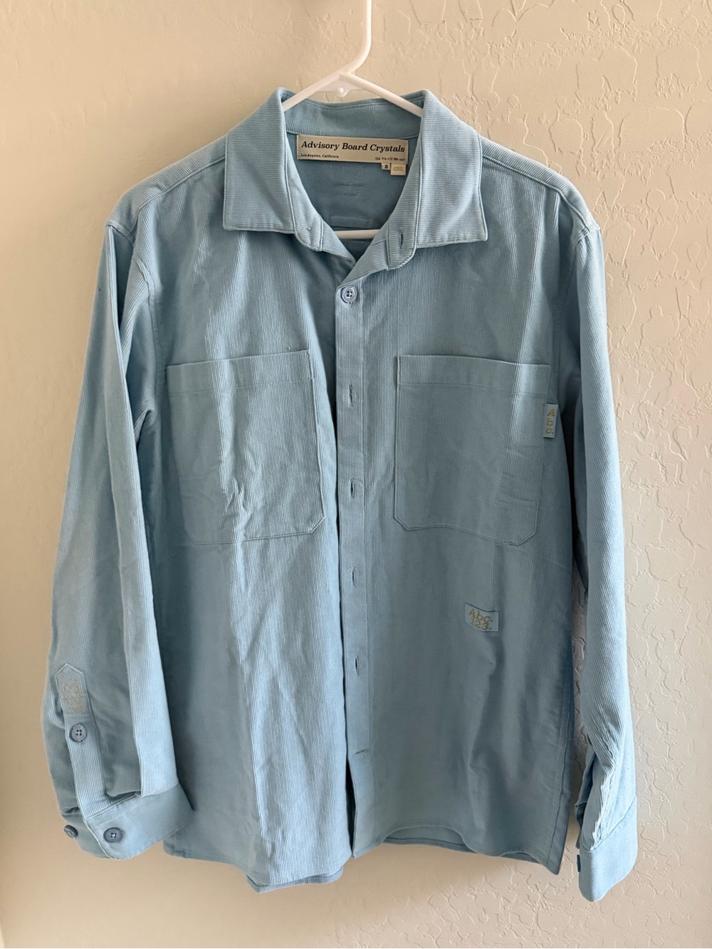 Advisory Board Crystal Baby Blue Long Sleeve Front Pocket Shirt Sz. S